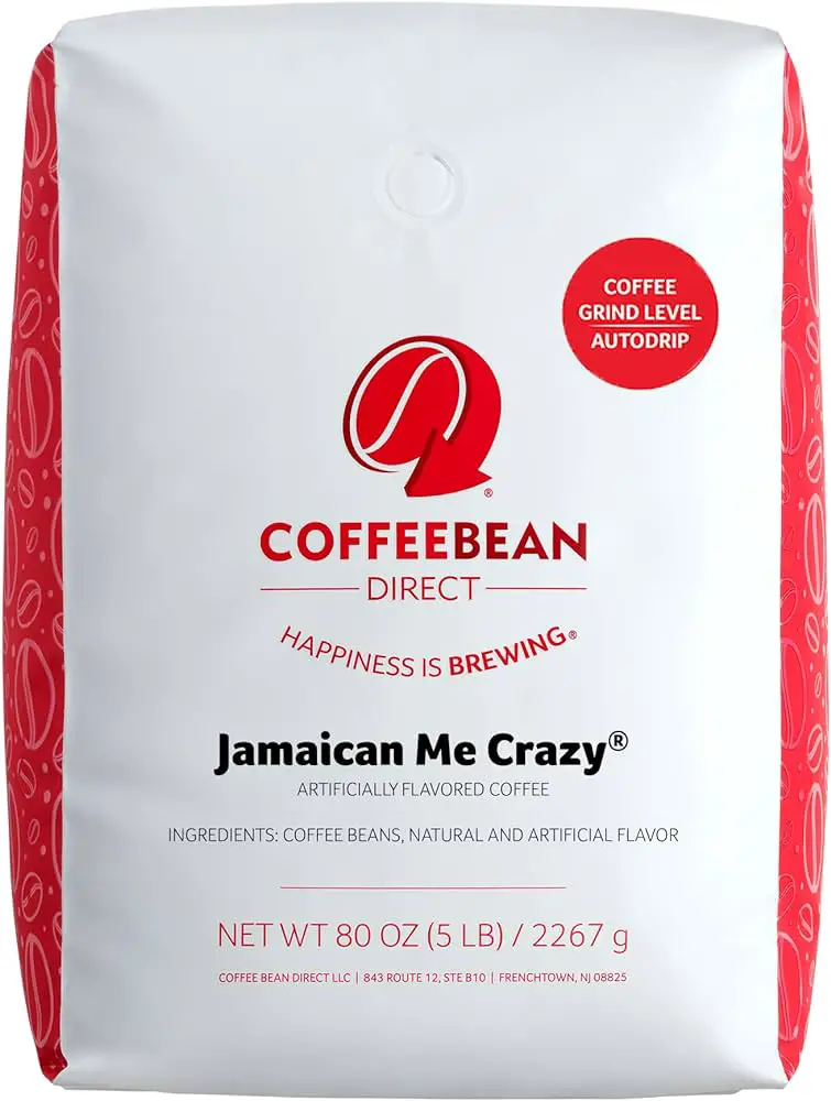 Coffee Bean Direct Jamaican Me Crazy® Flavored, Ground Coffee, 5 Pound Bag