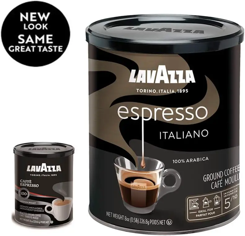 Lavazza Espresso Italiano Ground Coffee Blend, Medium Roast, 8-Ounce Cans (Pack of 6)  Espresso Italiano Ground Coffee Blend, Medium Roast, 8-Ounce Cans,Pack of 4 (Packaging may vary)