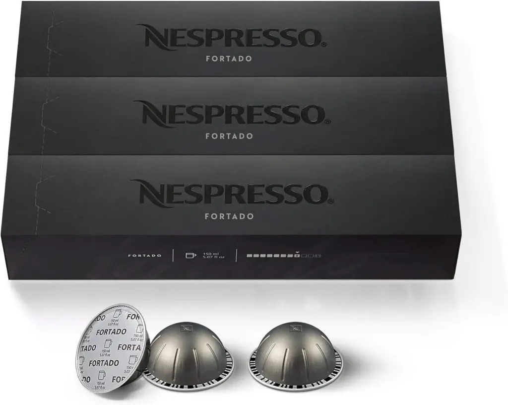 Nespresso Capsules VertuoLine, Odacio, Dark Roast Coffee, 30 Count Coffee Pods, 7.8oz  Capsules VertuoLine, Fortado Gran Lungo Americano, Dark Roast Espresso Coffee, 30 Count Coffee Pods, 5.0oz