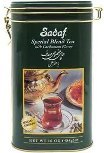 Sadaf Cardamom Tea Loose Leaf Tin 16 oz - Special Blend Cardamom Ceylon Black Tea - Product harvested in Sri Lanka