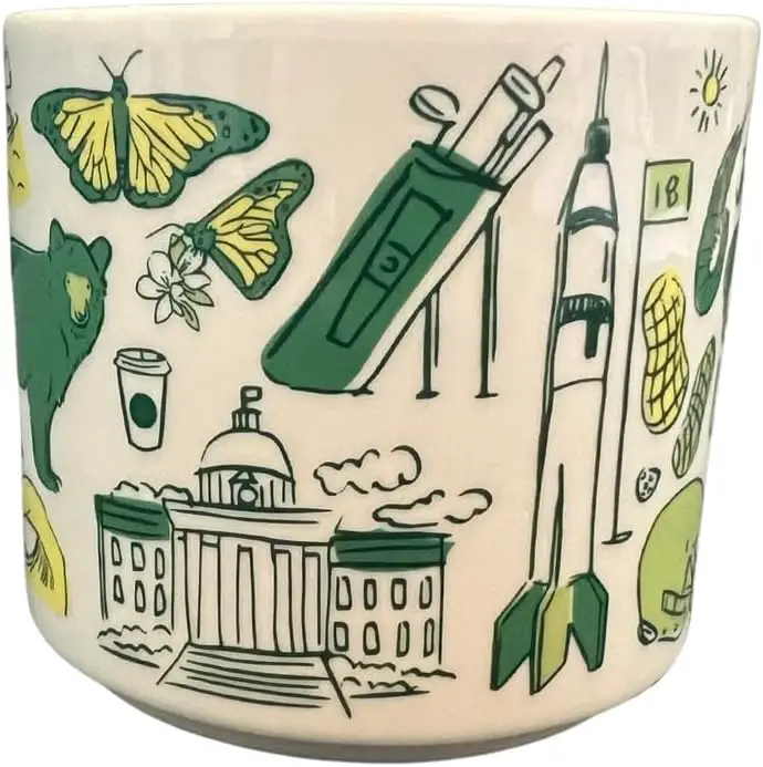 Starbucks Been There Series - Alabama 2023 Exclusive Redesign - Ceramic Coffee Mug - Authentic State Pride Design, Collectors Edition, Capturing Alabamas Spirit - 14 fl oz